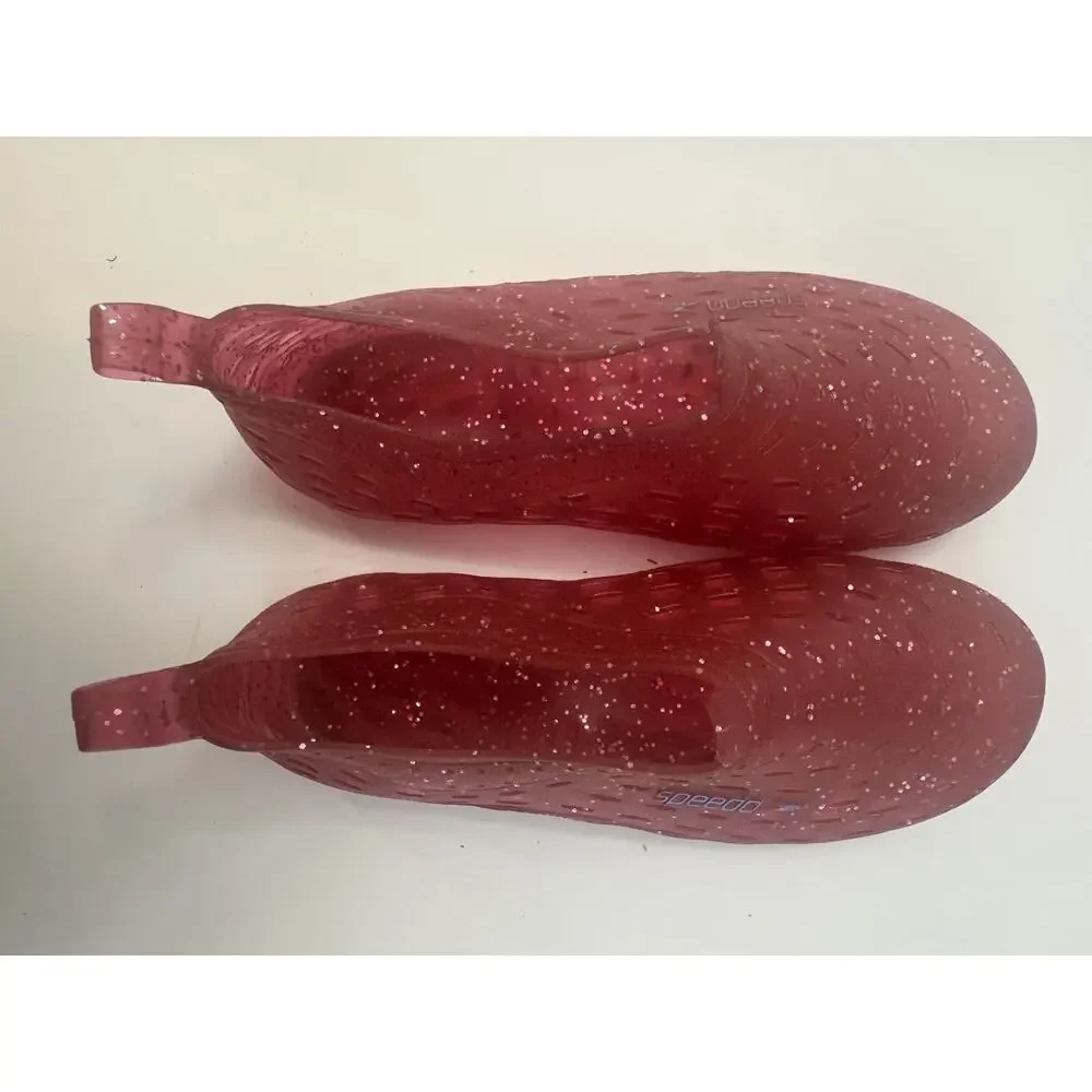 Speedo Exsqueeze Me Red Glitter Jelly Water Shoes Kids XL 11 12